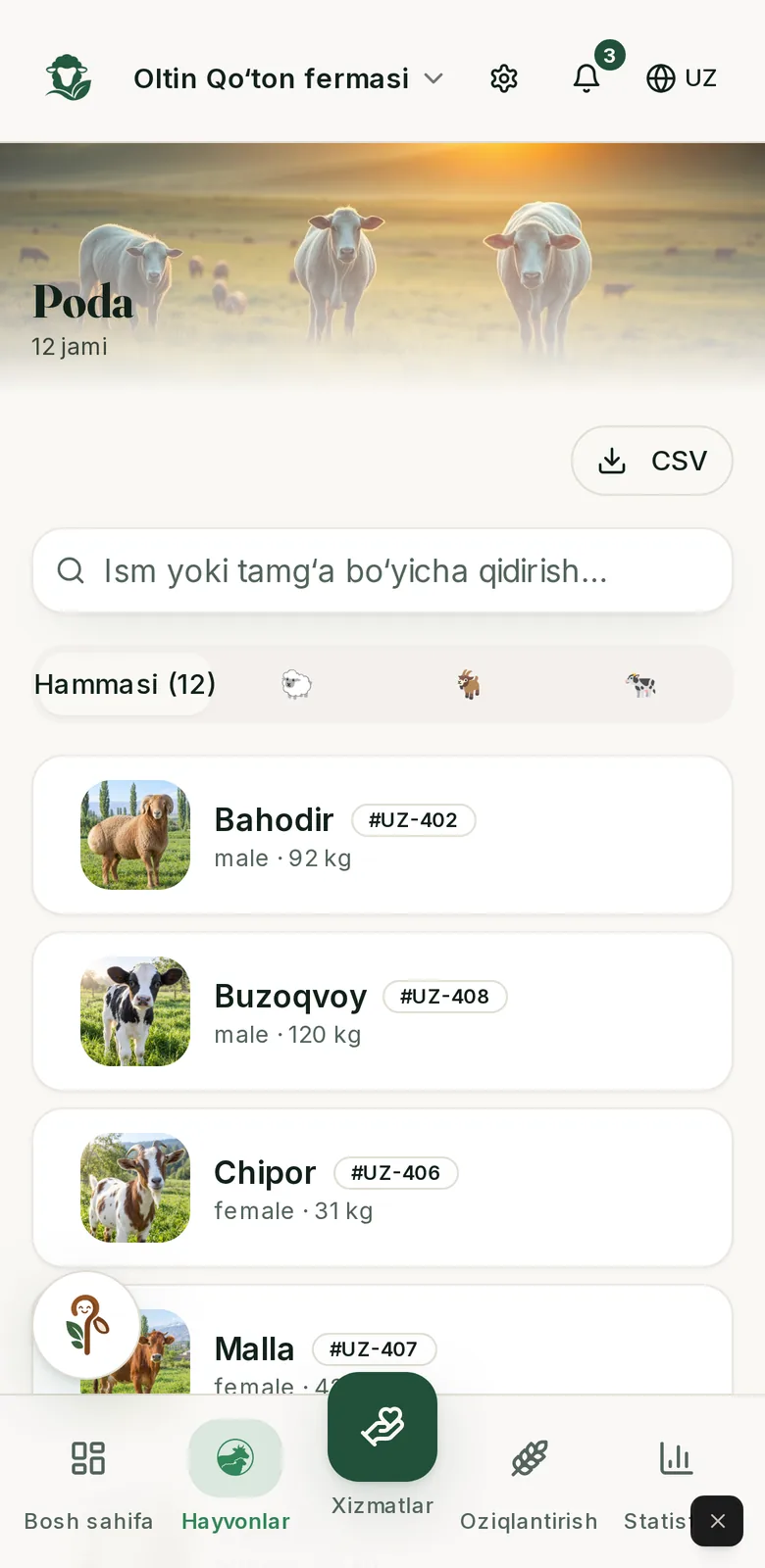 Chorvam: poda ro‘yxati